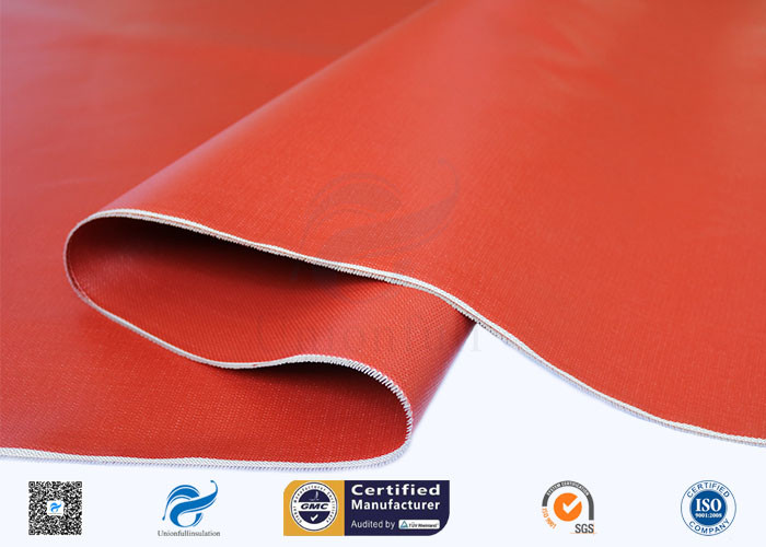 Red Silicone Coated Polyester Fabric Fire Barrier For Heat Resistant Insulation