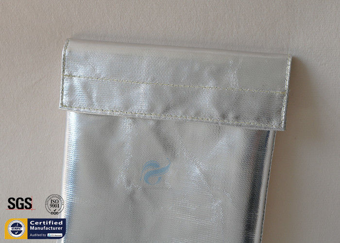 Fireproof Bag Document 1022℉ Fire Resistant Pouch Fiberglass Silver Smooth