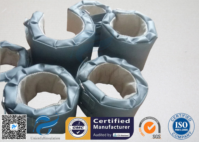 High Temperature Grey Silicone Fiberglass Removable Thermal Insulation Covers , Flange Thermal Covers